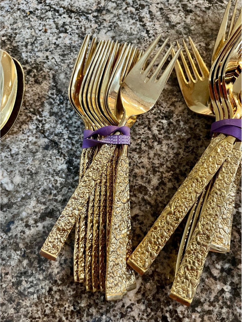 John Hull 23 Karat Gold Plated Stainless Steel Flatware Set - Picture 8 of 9